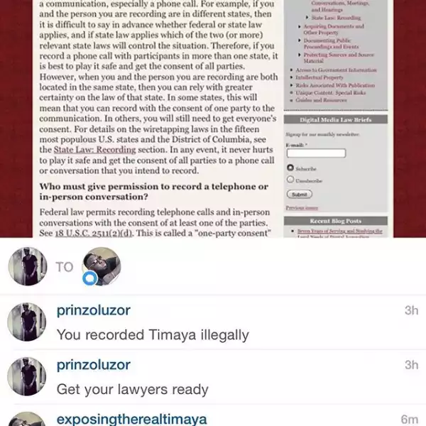 Timaya’s Manager Threatens Lady Who Accused Timaya Of Rape [Watch Her Video Recording]